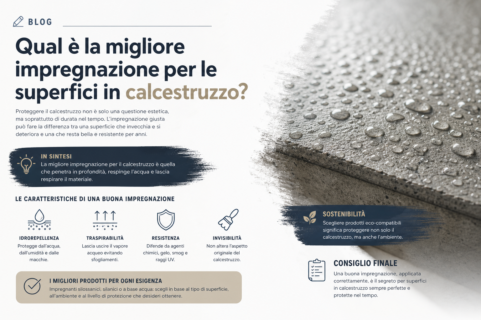 Qual è la migliore impregnazione per le superfici in calcestruzzo?