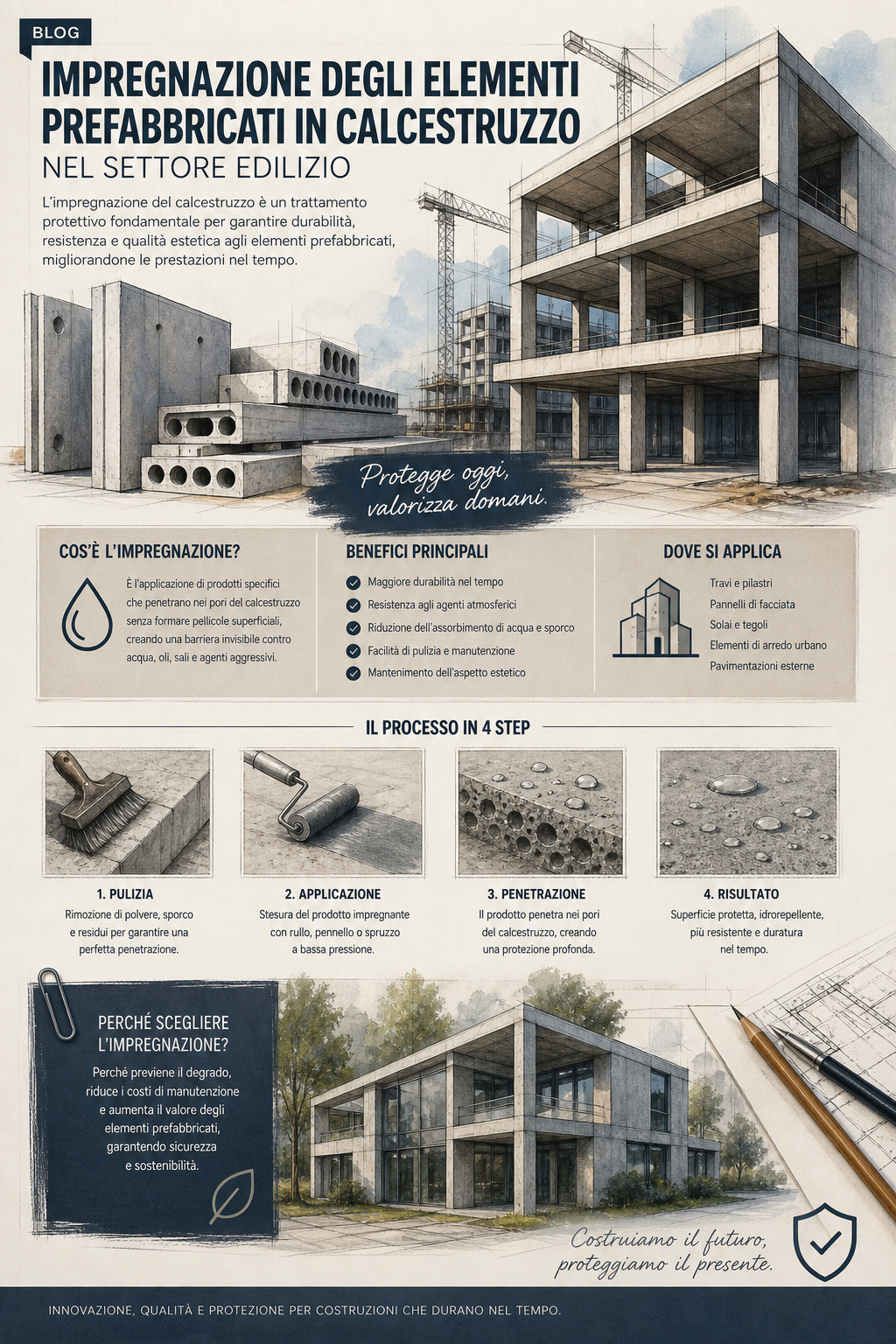 Impregnazione degli elementi prefabbricati in calcestruzzo nel settore edilizio