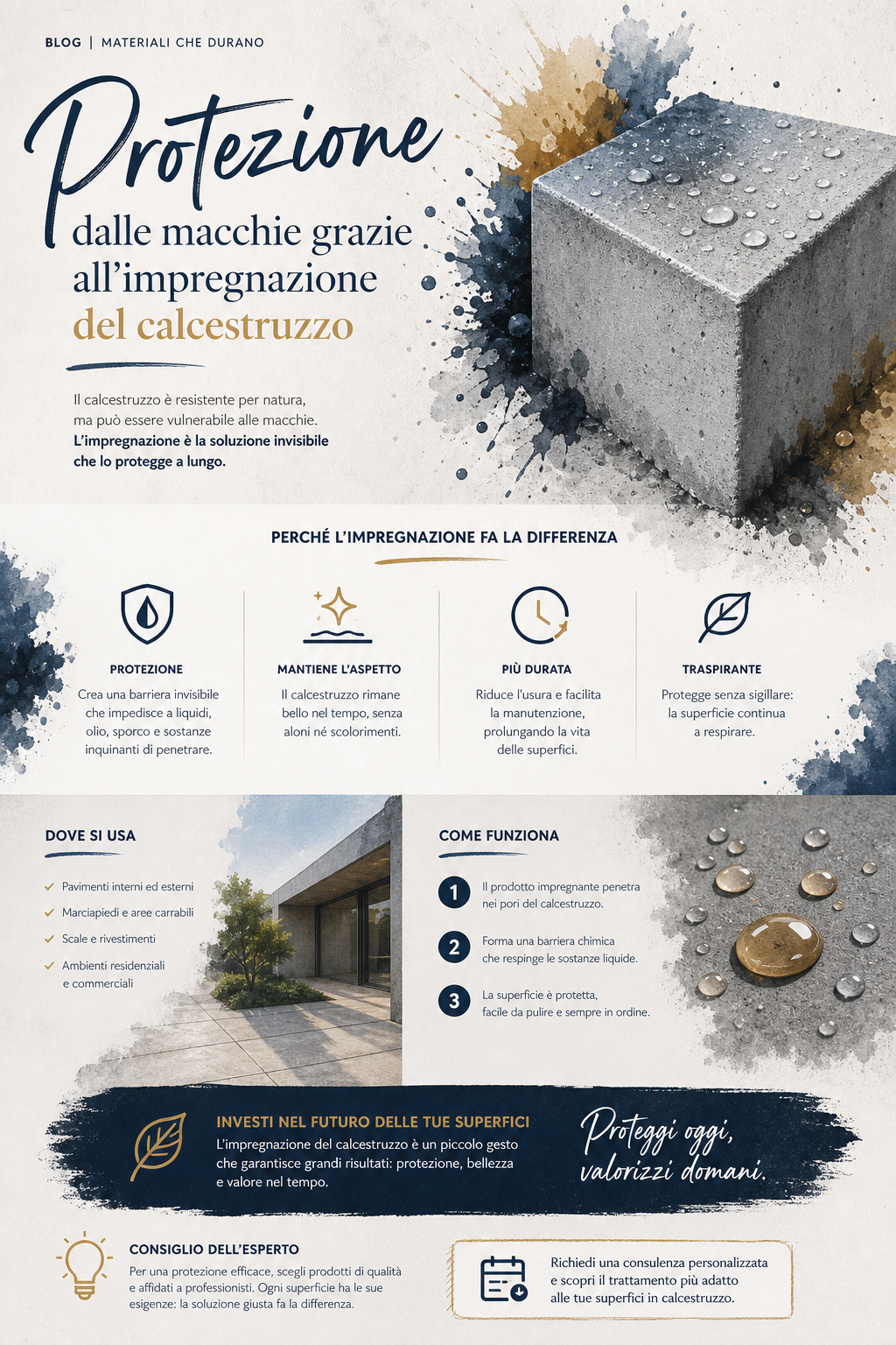 Protezione dalle macchie grazie all’impregnazione del calcestruzzo