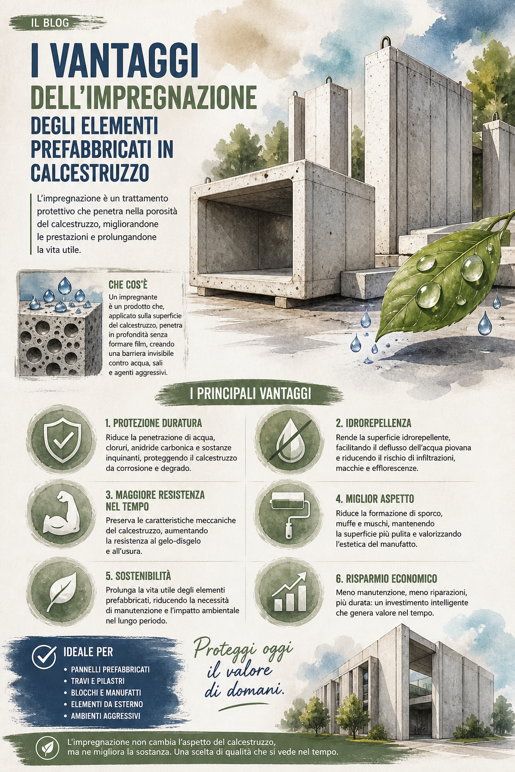 Vantaggi dell’impregnazione degli elementi prefabbricati in calcestruzzo