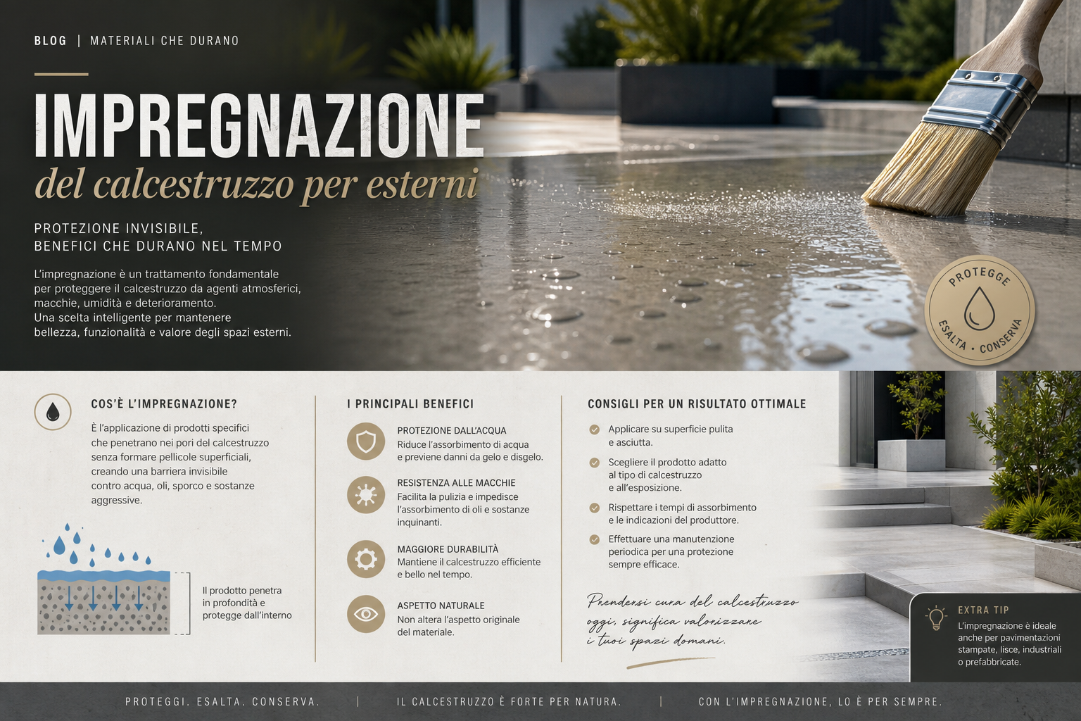 Impregnazione del calcestruzzo per esterni
